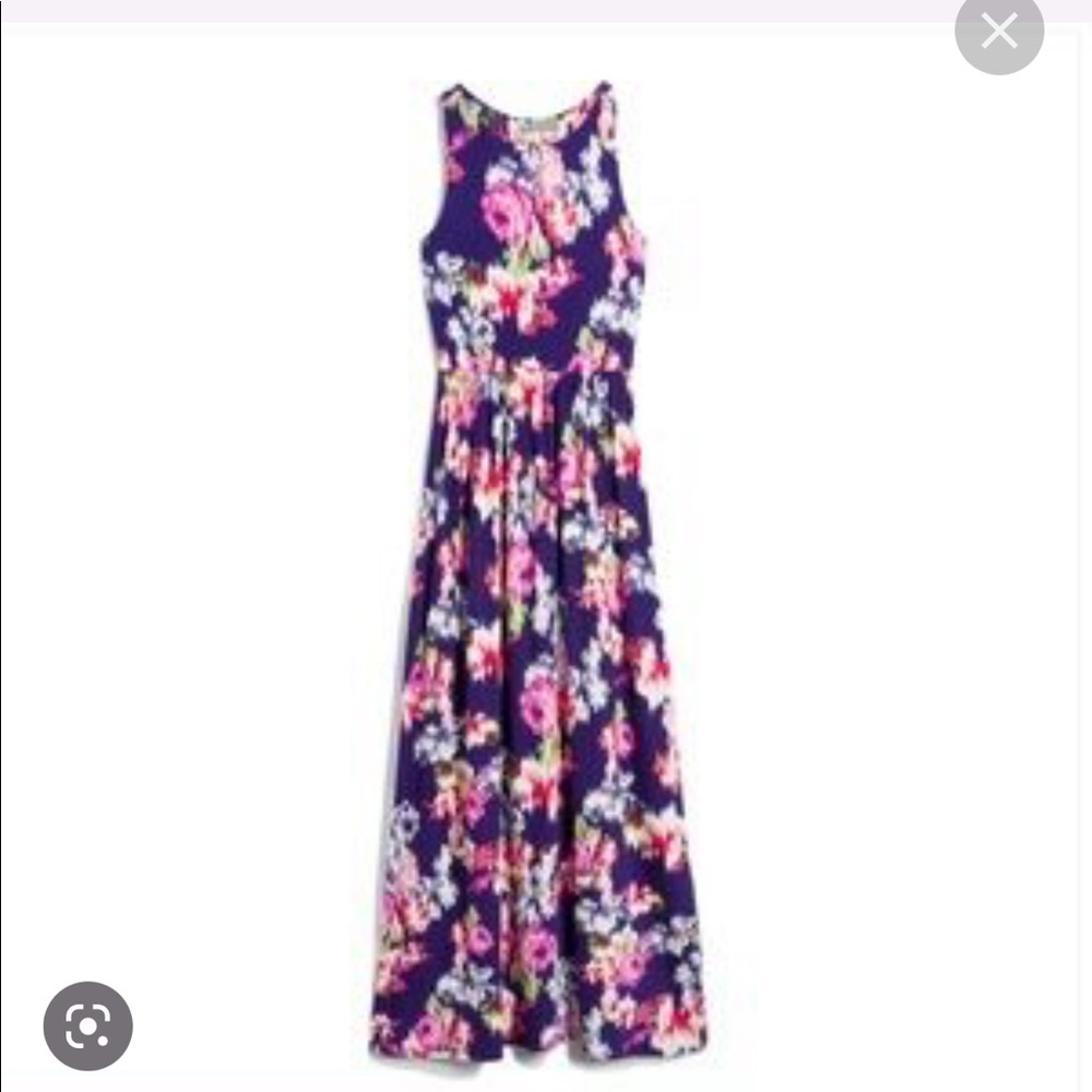 Loveappella tiah knit maxi dress purple floral maxi